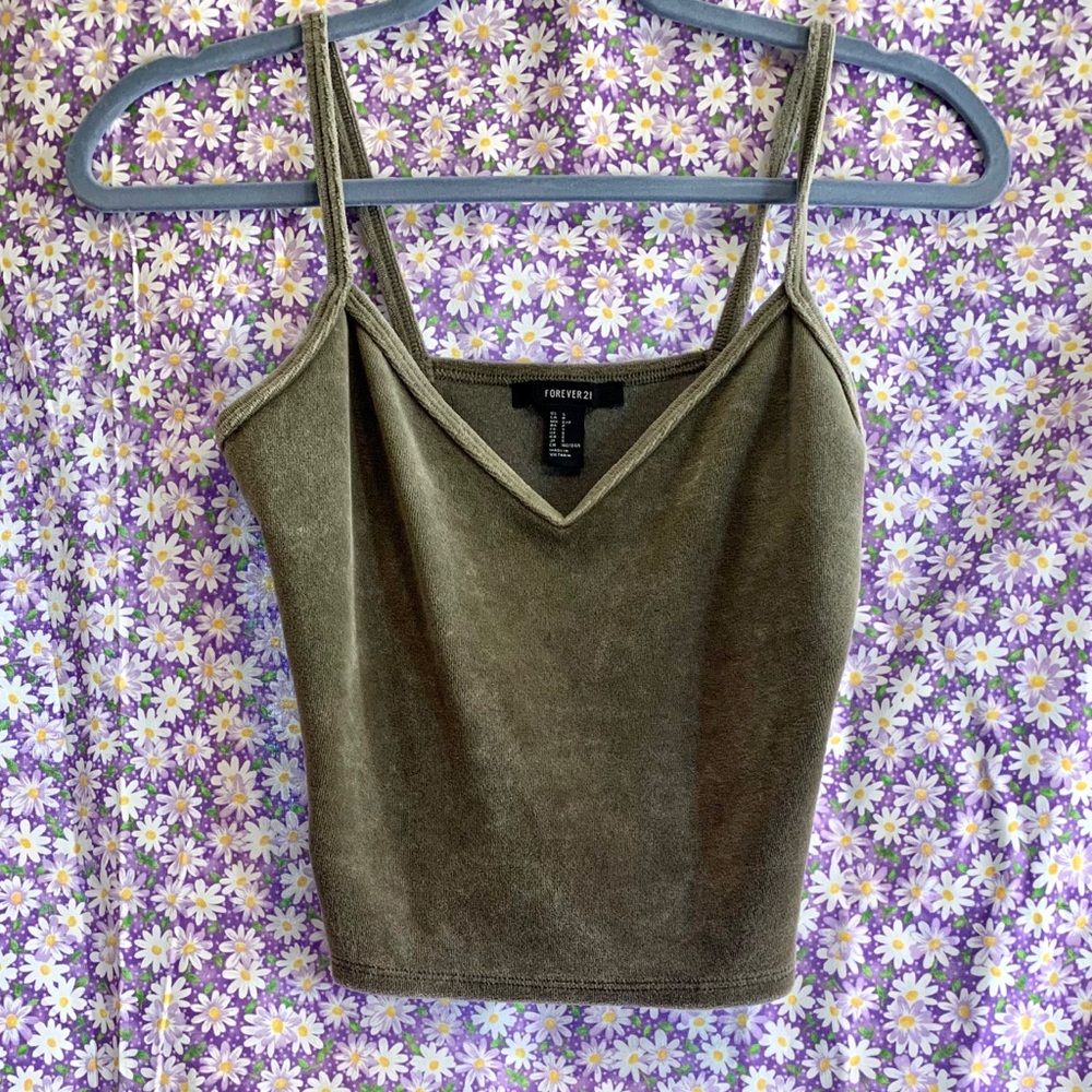 FOREVER 21 CROP TOP Green Velvet size small